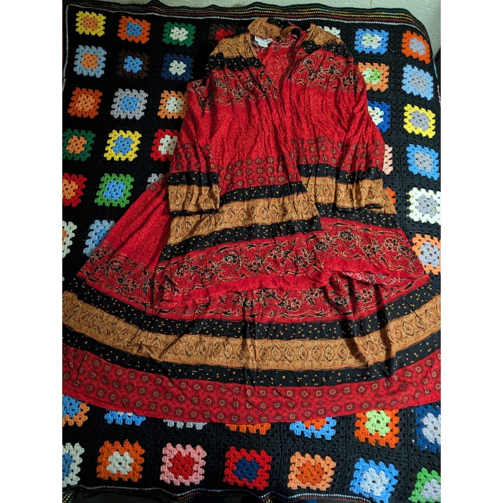 Sharon Anthony Womens Size 20W Cardigan & Skirt 16W Crinkle Gauzy Boho Red Artsy